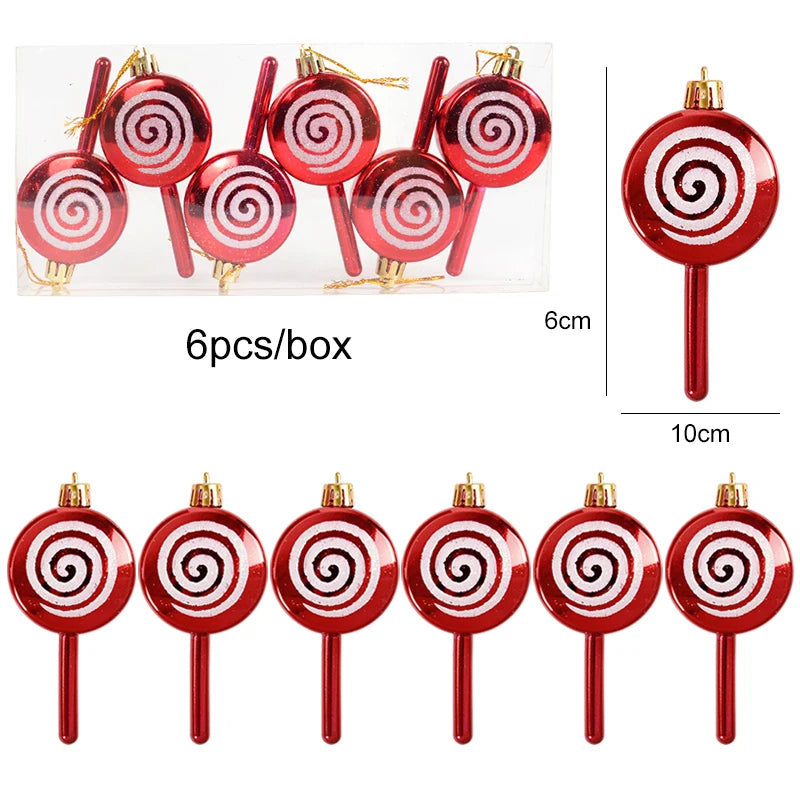 6pcs Christmas Lollipop Candy Cane Pendant - OLM Store