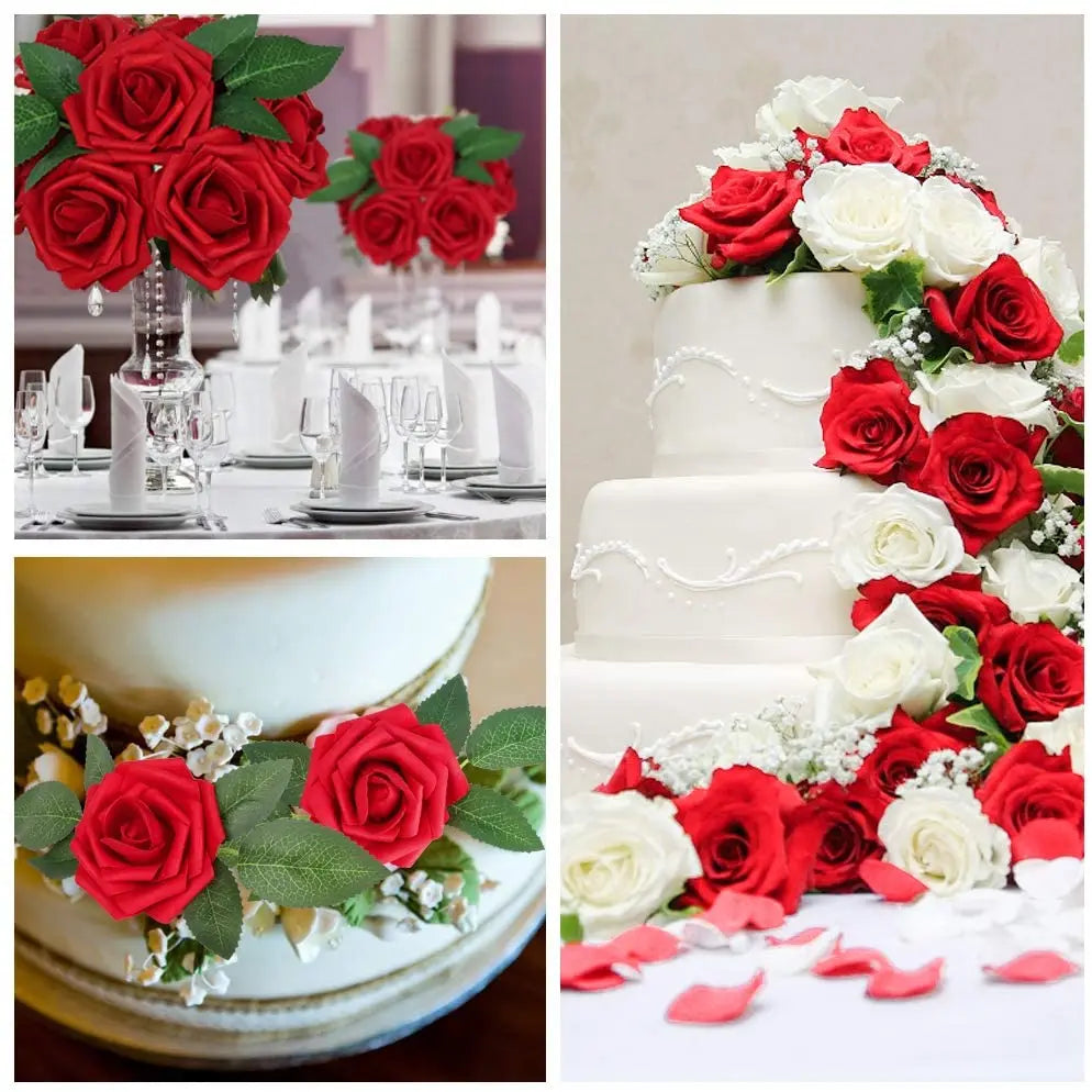 Transform Your Celebrations with Real Looking Artificial Roses - 25pcs Soft Foam Flower Heads