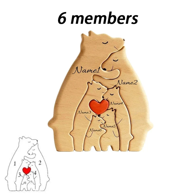 Engaging Personalized Wooden Bear Puzzle – A Heartfelt Family Keepsake