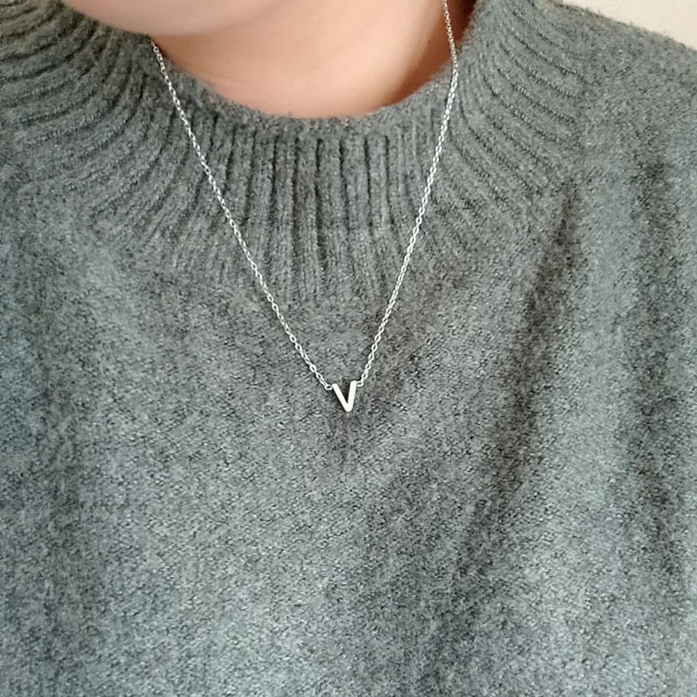 Personalized Minimalist Necklace – A-Z Initial Pendant in Stainless Steel & Gold
