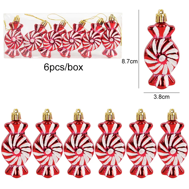 6pcs Christmas Lollipop Candy Cane Pendant - OLM Store