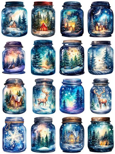 16Pcs/Pack Winter Christmas Magic Pot Stickers - OLM Store
