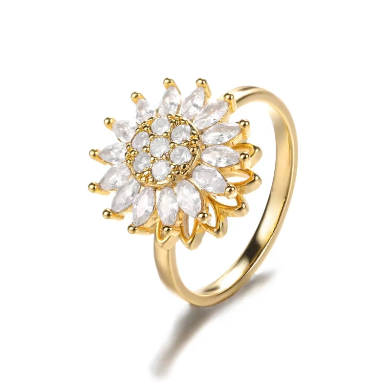 Elegant Colorful Heart Zircon Ring - Luxury Gold Plated Design for Every Occasion