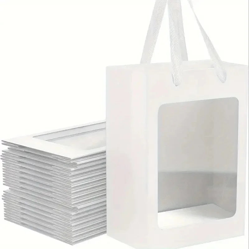 Elegant Transparent Window Gift Bags - Set of 5 or 10 for Luxurious Gifting