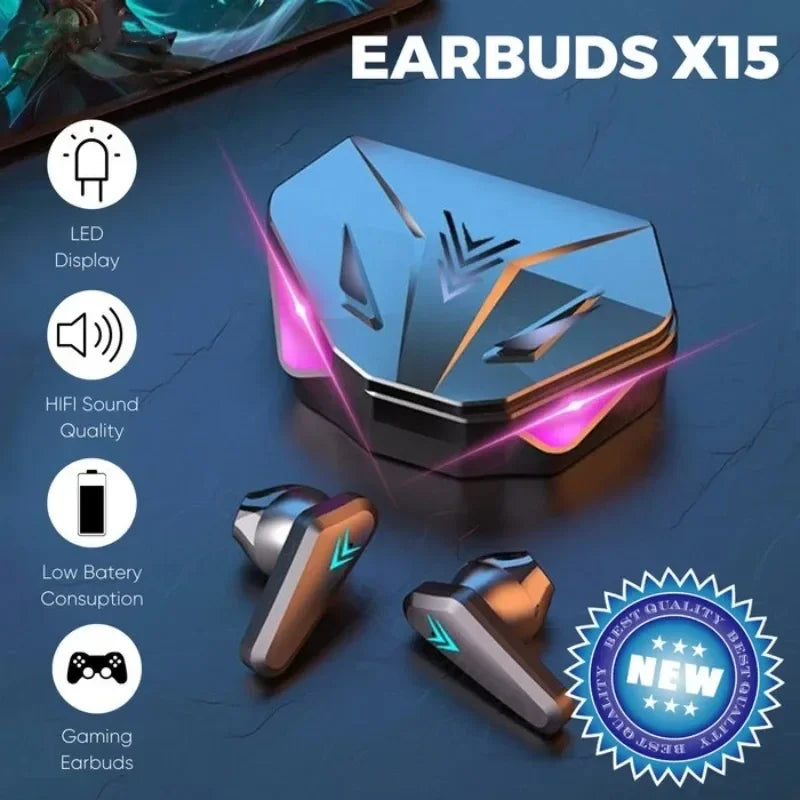 Wireless Bluetooth Gaming Earbuds – Immerse Yourself in Sound with LED Display & Noise Cancelling