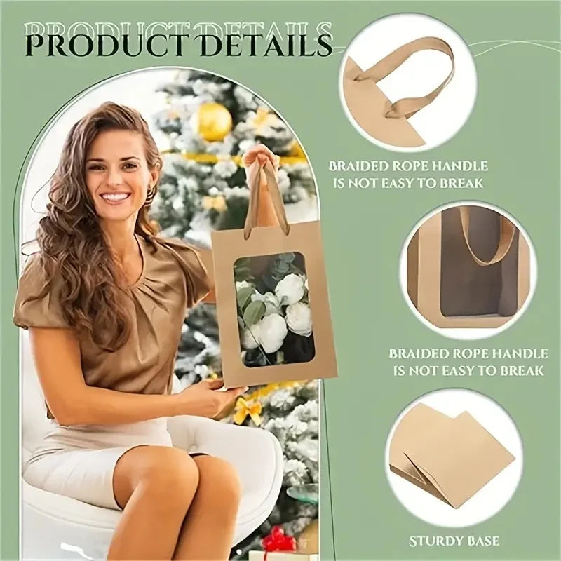 Elegant Transparent Window Gift Bags - Set of 5 or 10 for Luxurious Gifting