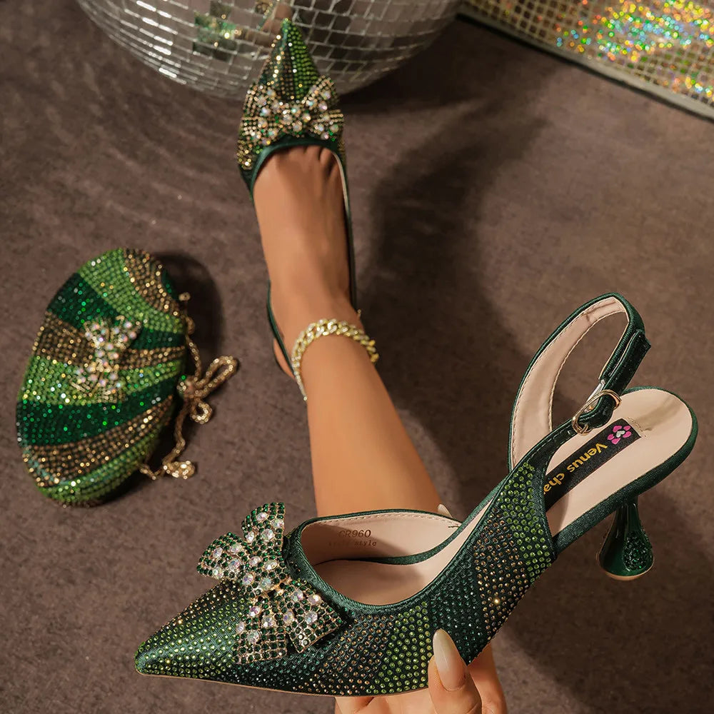 Luxurious Italian Women's Heels and Handbag Set – Perfect for Bridal and Evening Events
