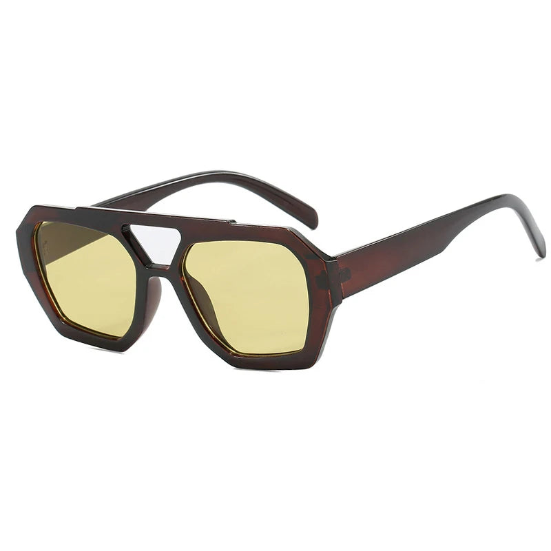 Arvin Vintage Square Leopard Blue Sunglasses with UV400 protection and double bridge design – retro modern unisex eyewear - OLM Store