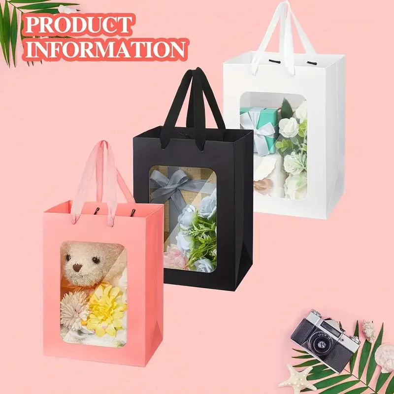 Elegant Transparent Window Gift Bags - Set of 5 or 10 for Luxurious Gifting