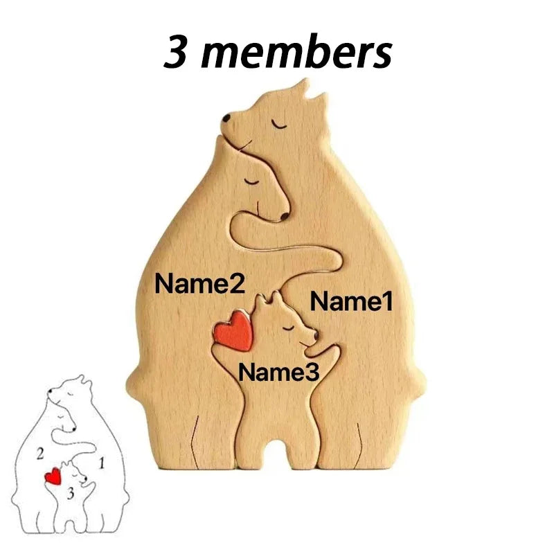 Engaging Personalized Wooden Bear Puzzle – A Heartfelt Family Keepsake