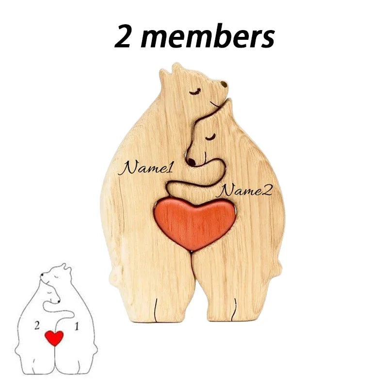 Engaging Personalized Wooden Bear Puzzle – A Heartfelt Family Keepsake