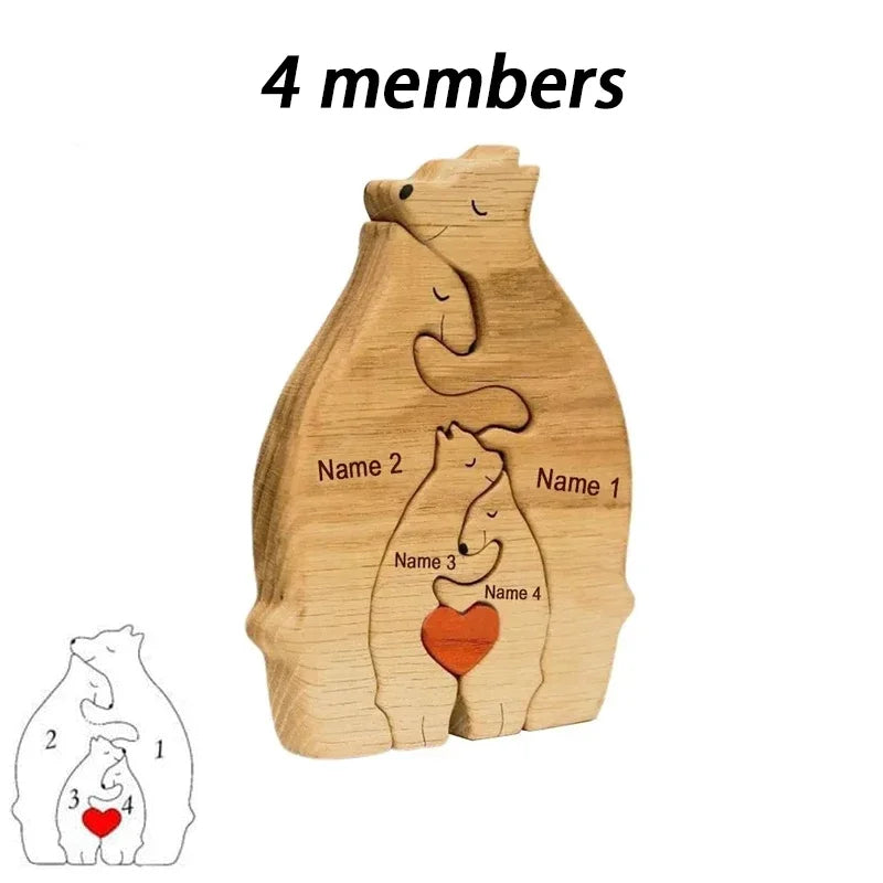 Engaging Personalized Wooden Bear Puzzle – A Heartfelt Family Keepsake