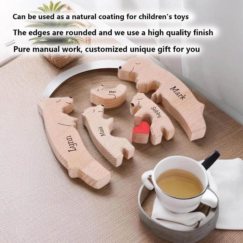 Engaging Personalized Wooden Bear Puzzle – A Heartfelt Family Keepsake