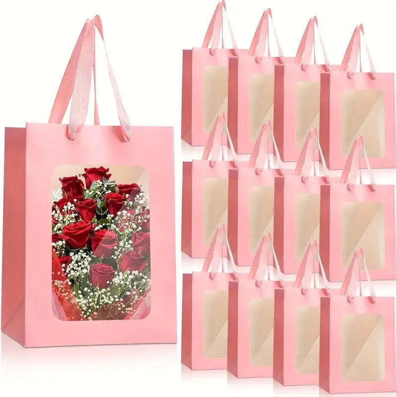 Elegant Transparent Window Gift Bags - Set of 5 or 10 for Luxurious Gifting