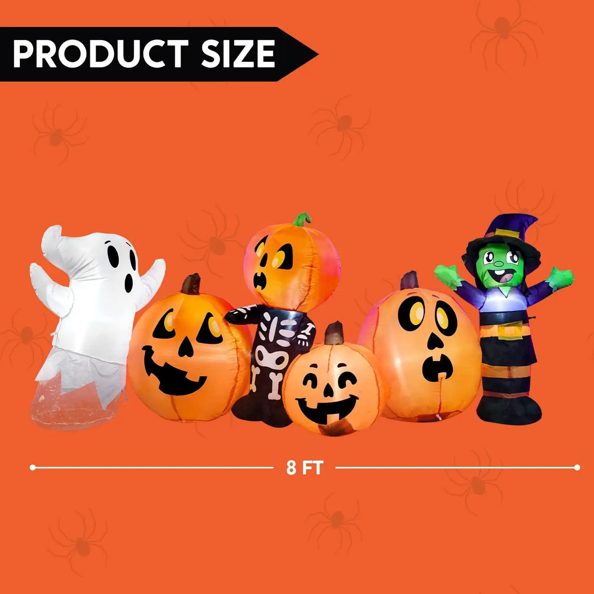 8 ft Halloween Inflatable Yard Decoration: Spooky Witch, Ghost, Skeleton & Pumpkin Patch for Your Outdoor Display