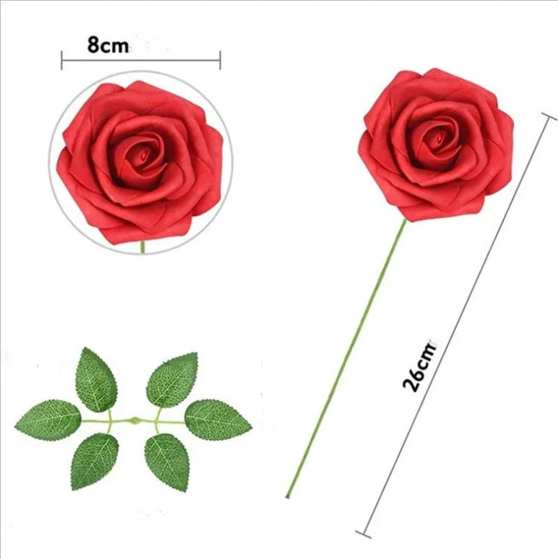 Transform Your Celebrations with Real Looking Artificial Roses - 25pcs Soft Foam Flower Heads