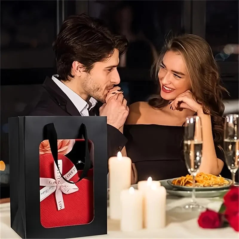 Elegant Transparent Window Gift Bags - Set of 5 or 10 for Luxurious Gifting