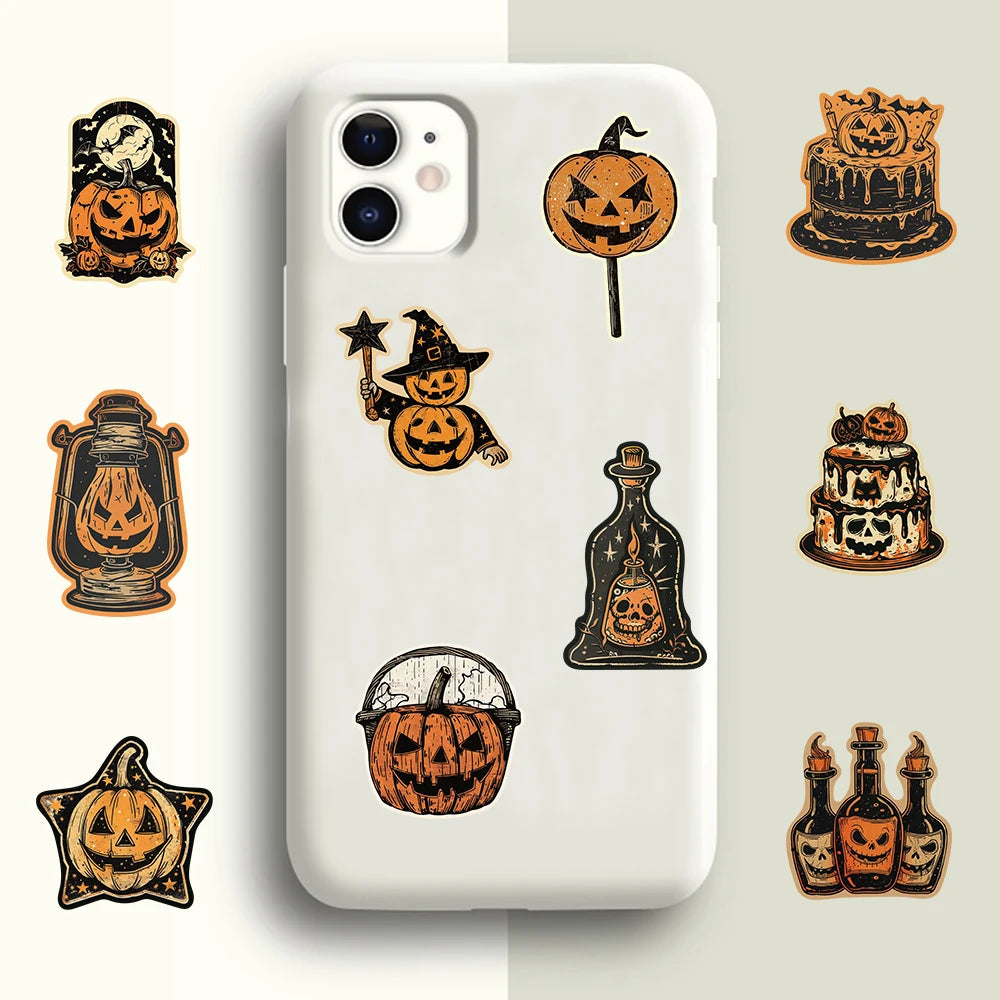 Transform Your Decor with 50/100PCS Retro Halloween Stickers – Perfect for Spooky Customization!