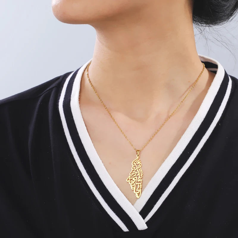 Palestine Calligraphy Pendant Necklace - Empower Your Style and Show Solidarity