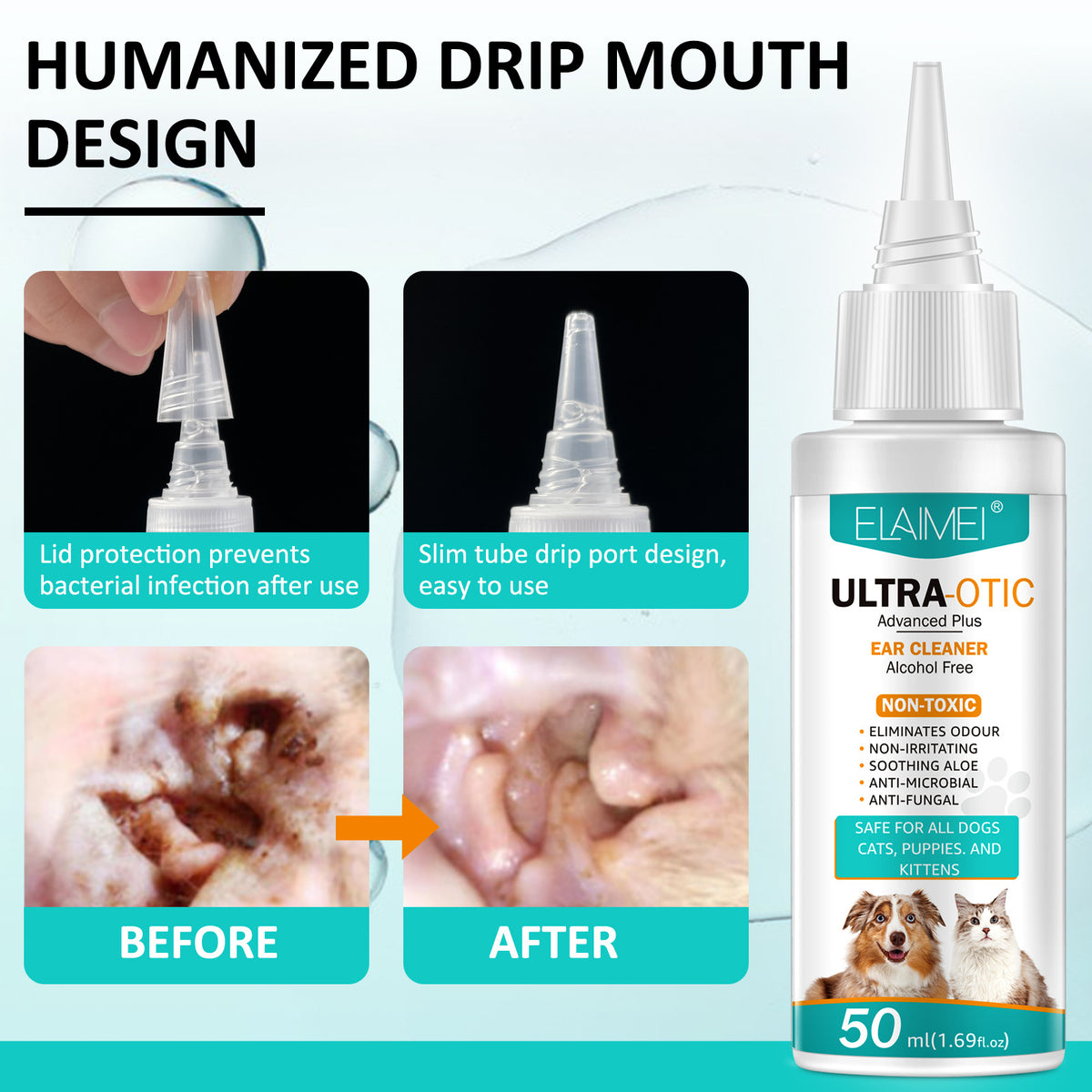 Gentle Pet Ear Cleaning Solution - 50ml for Healthy Happy Pets