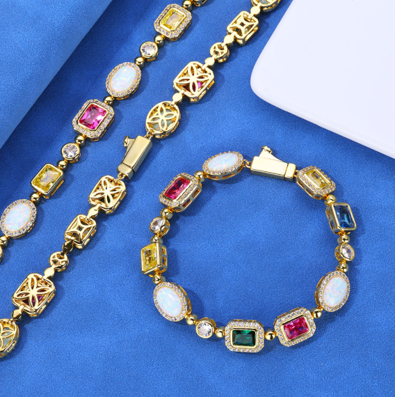 Elevate Your Style with the Gold-Plated Hip-Hop Gemstone Necklace