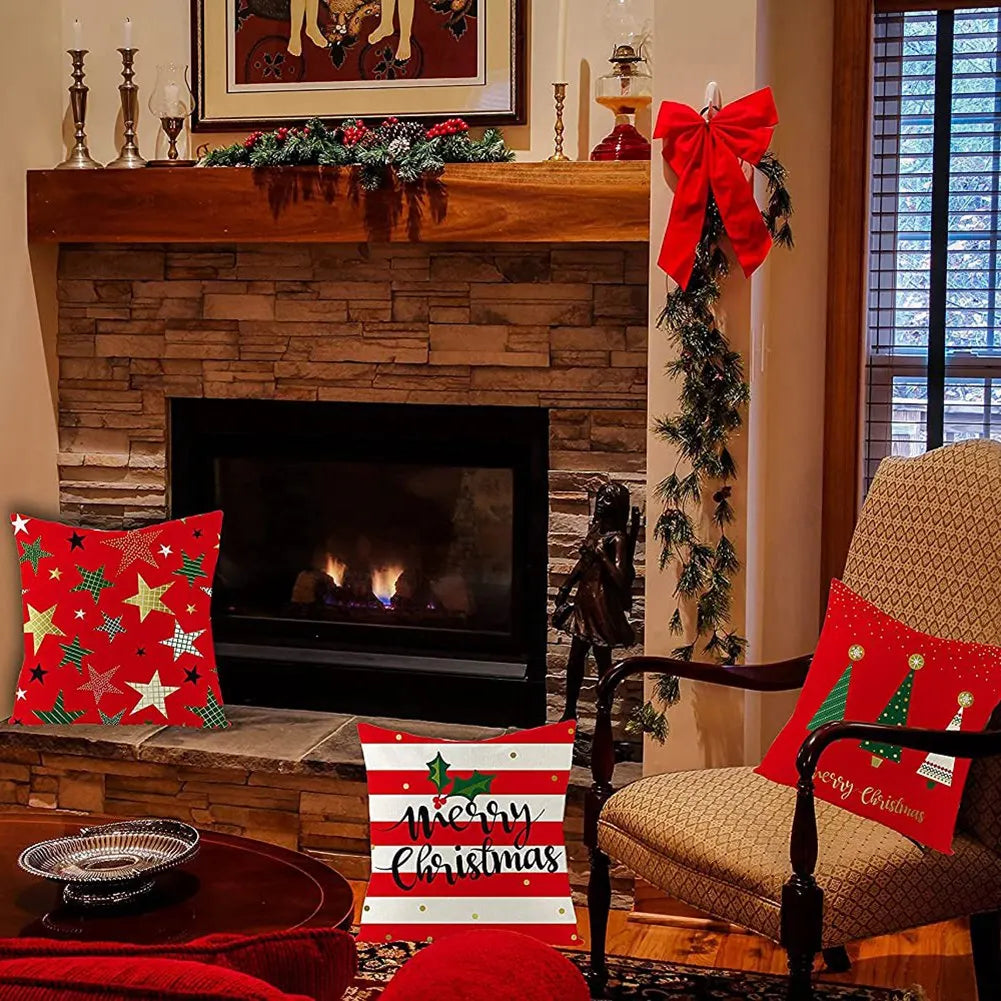 Festive Linen Cushion Covers for a Cozy Holiday Vibe