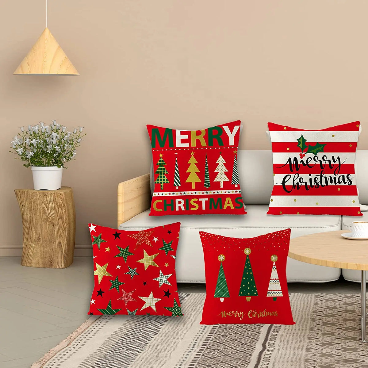 Festive Linen Cushion Covers for a Cozy Holiday Vibe