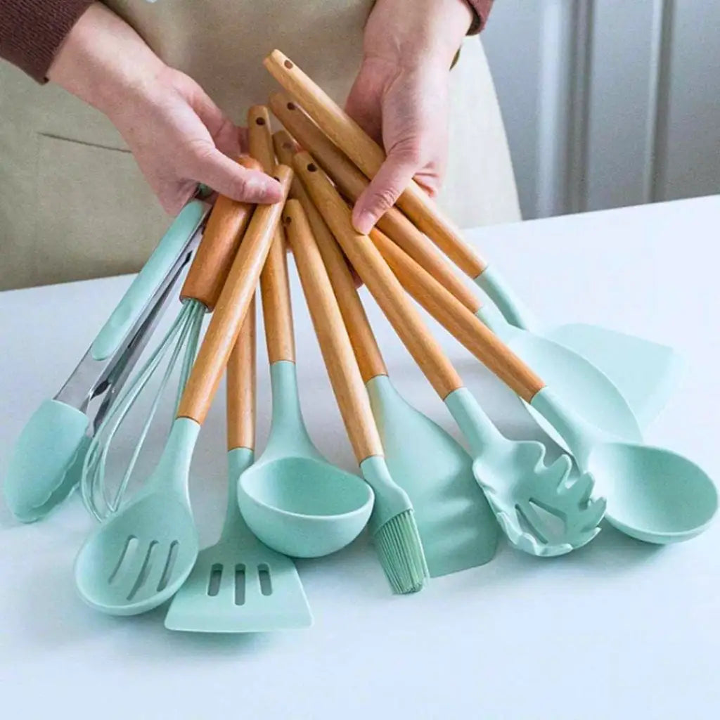 Nordic Silicone Cooking Utensils Set - 12 Essential Pieces for Effortless Cooking