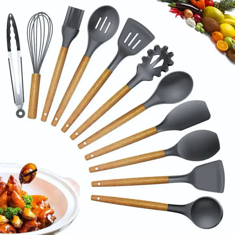 Nordic Silicone Cooking Utensils Set - 12 Essential Pieces for Effortless Cooking