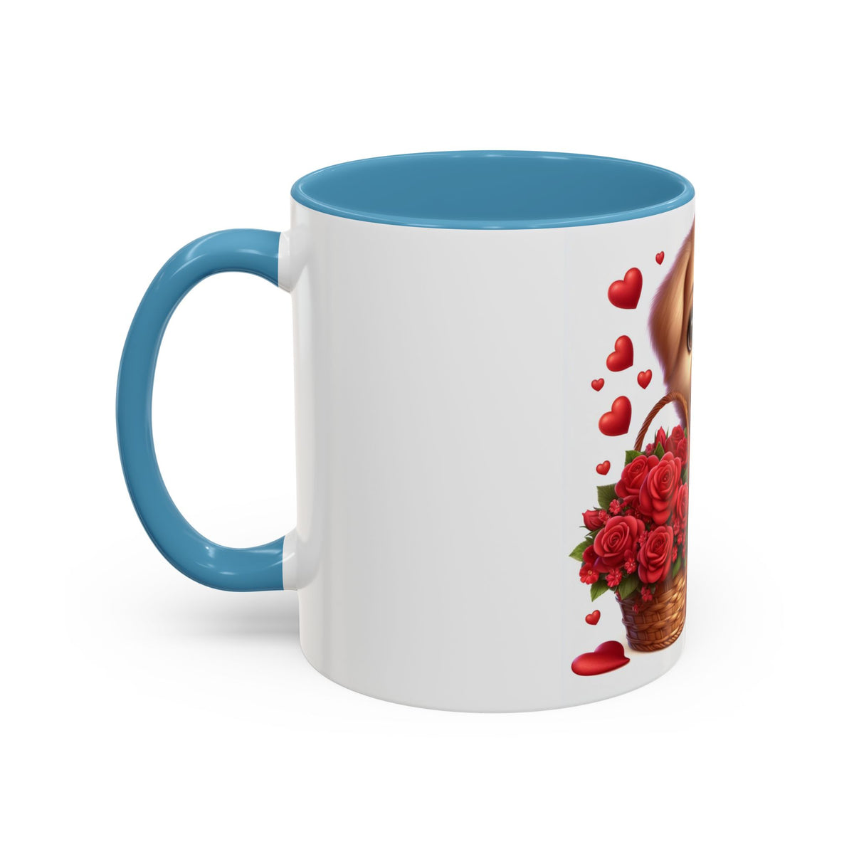 "Puppy and Roses" Accent Coffee Mug (11, 15oz) - OLM Store
