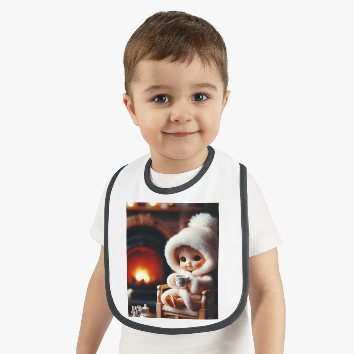 "Cozy Fire" Baby Contrast Trim Jersey Bib - OLM Store