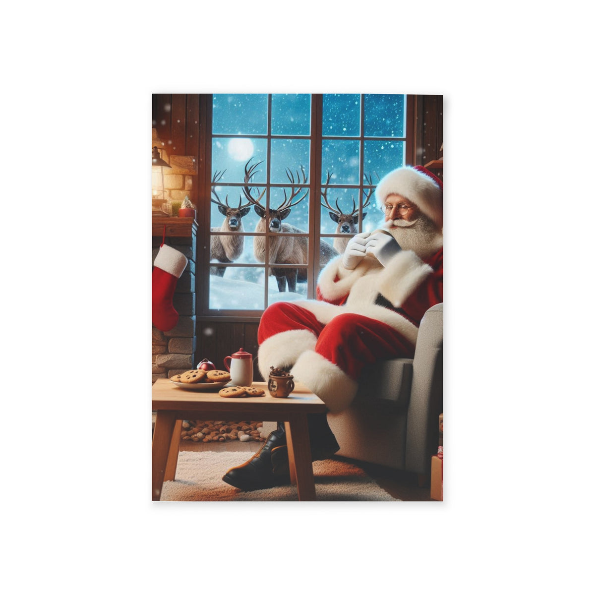 Delightful Santa Drinking Cocoa Holiday Cards for Heartfelt Greetings