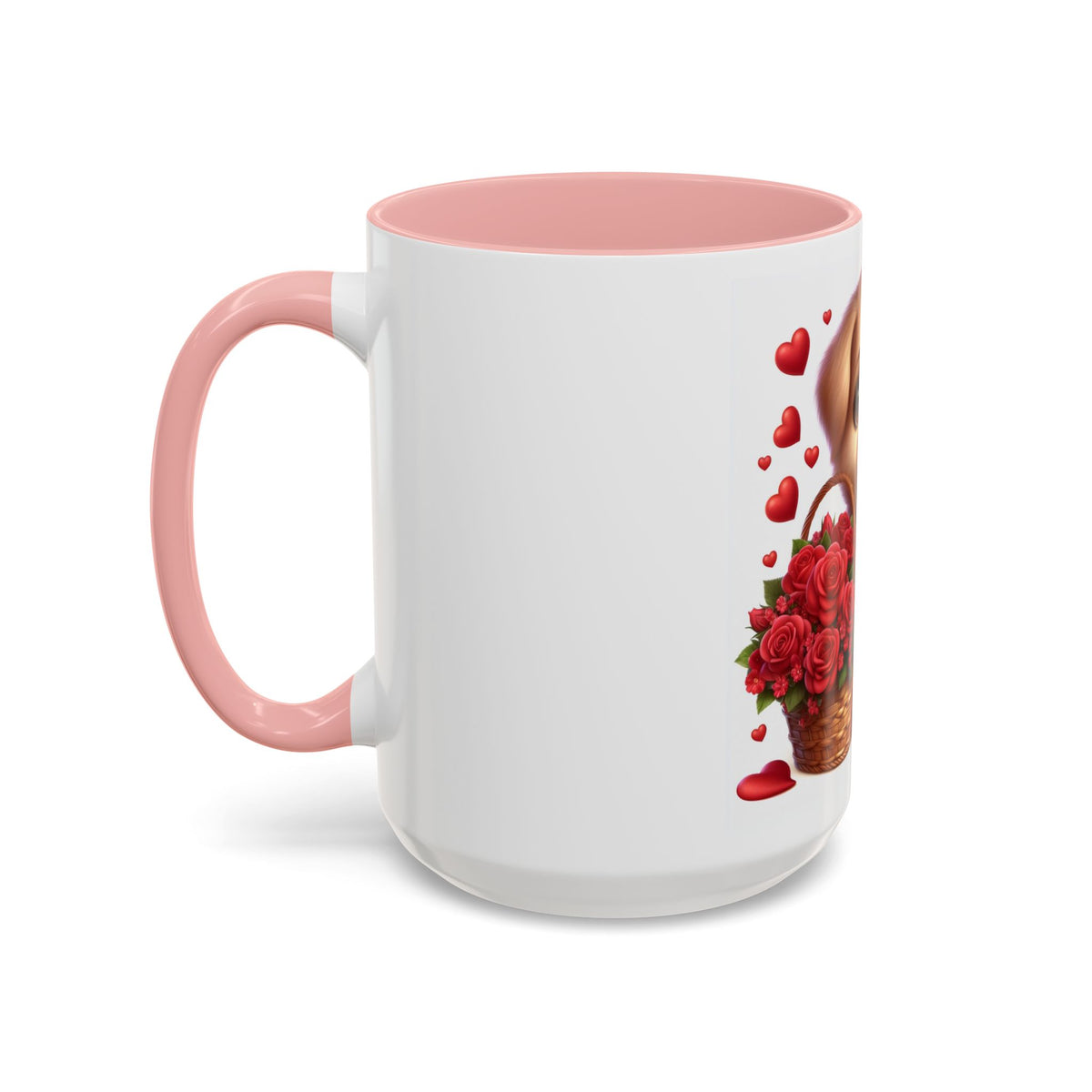 "Puppy and Roses" Accent Coffee Mug (11, 15oz) - OLM Store
