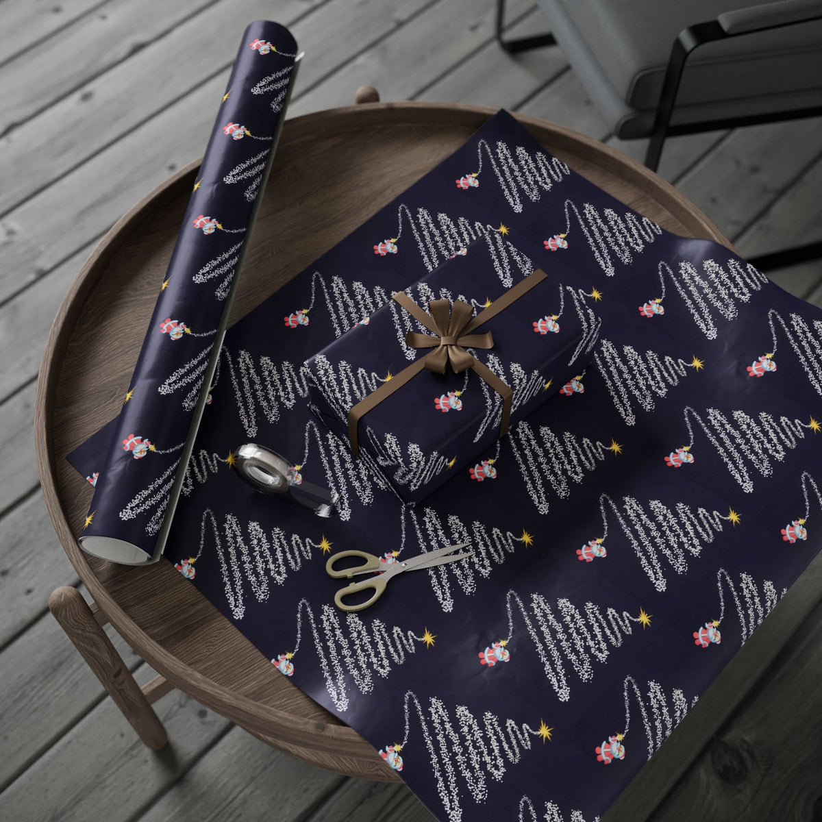 Celebratory Firework Christmas Tree Wrapping Paper for Enchanting Gifts