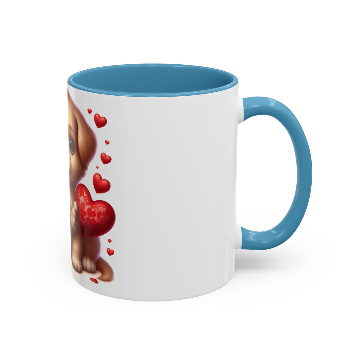 "Puppy and Roses" Accent Coffee Mug (11, 15oz) - OLM Store