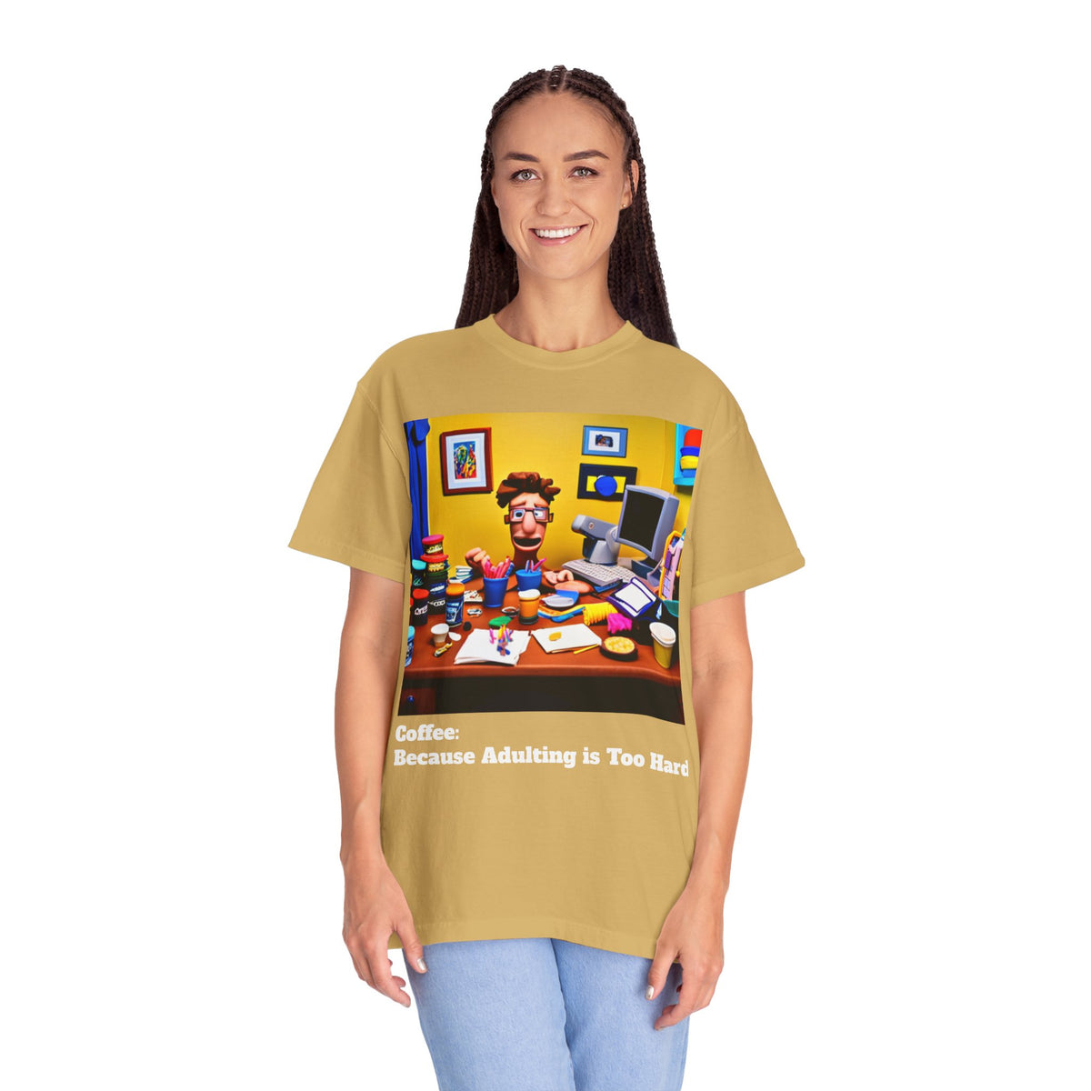 Unisex "Coffee: Because Adulting is Too Hard" Garment-Dyed T-shirt - OLM Store