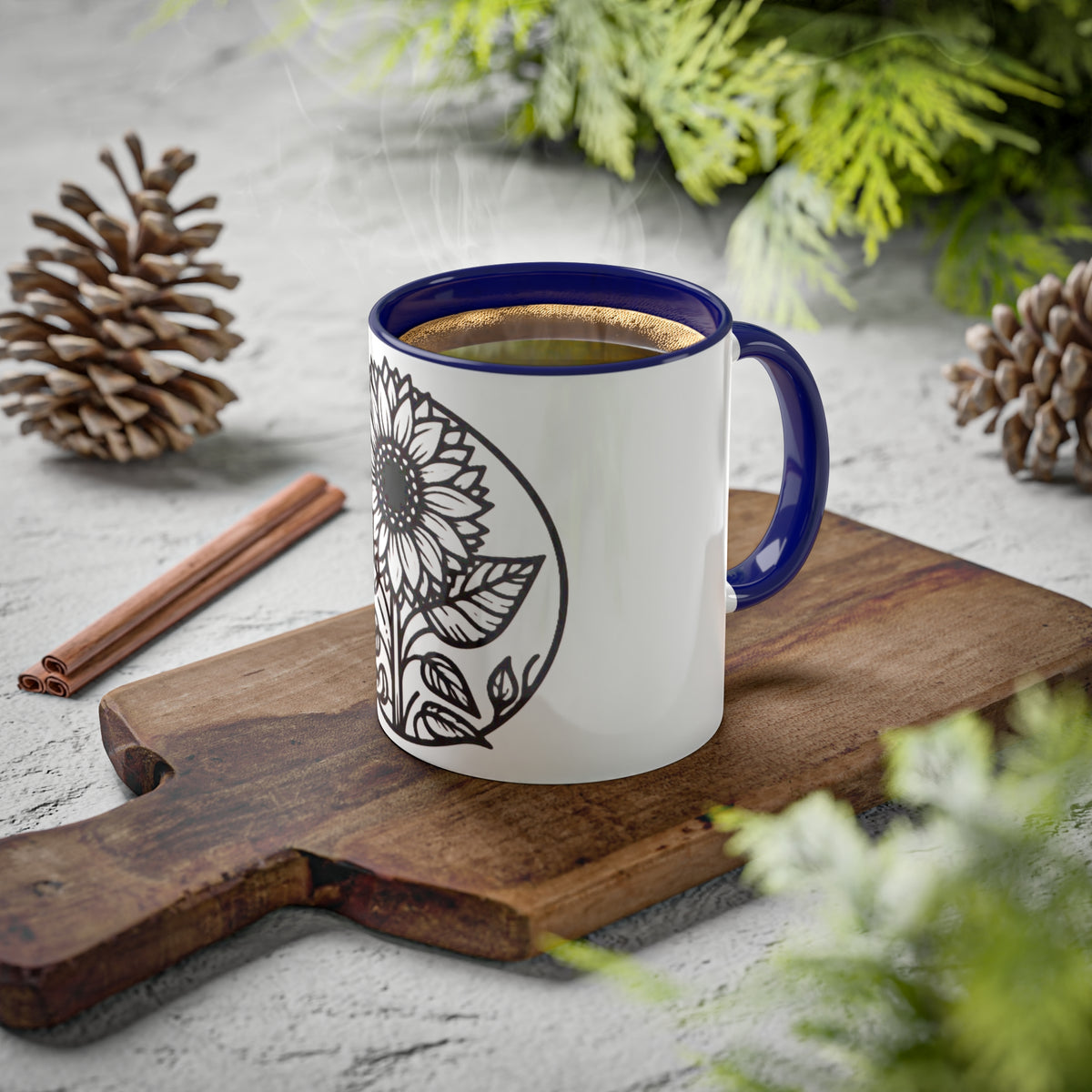 Brighten Your Mornings with Our White Sunflower Coffee Mug
