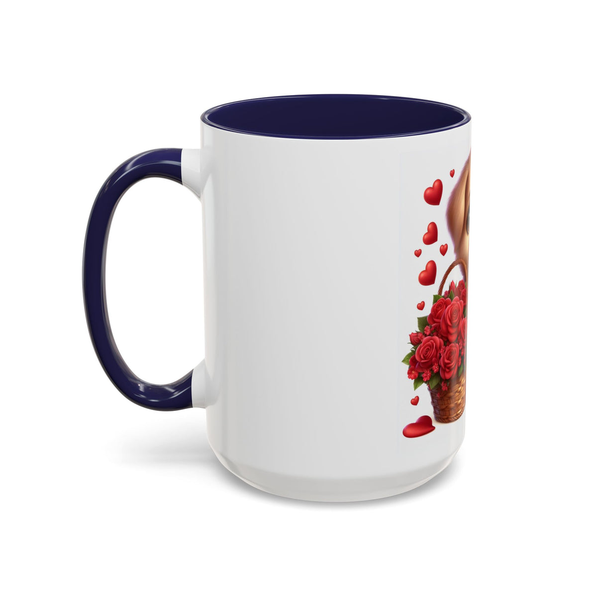 "Puppy and Roses" Accent Coffee Mug (11, 15oz) - OLM Store