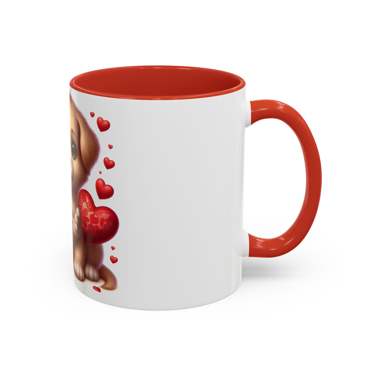 "Puppy and Roses" Accent Coffee Mug (11, 15oz) - OLM Store