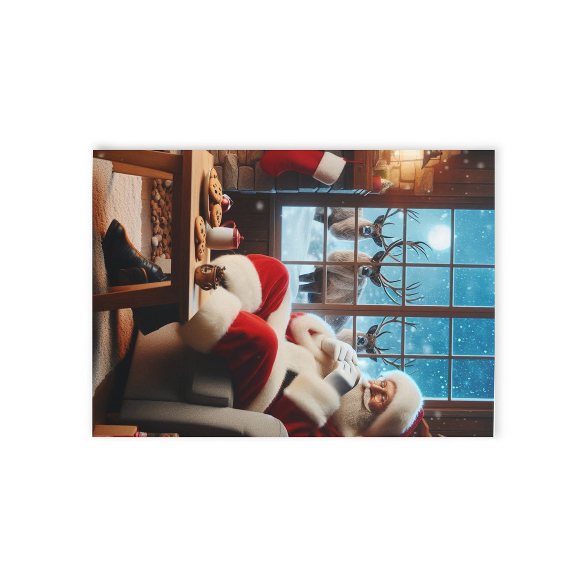 Delightful Santa Drinking Cocoa Holiday Cards for Heartfelt Greetings