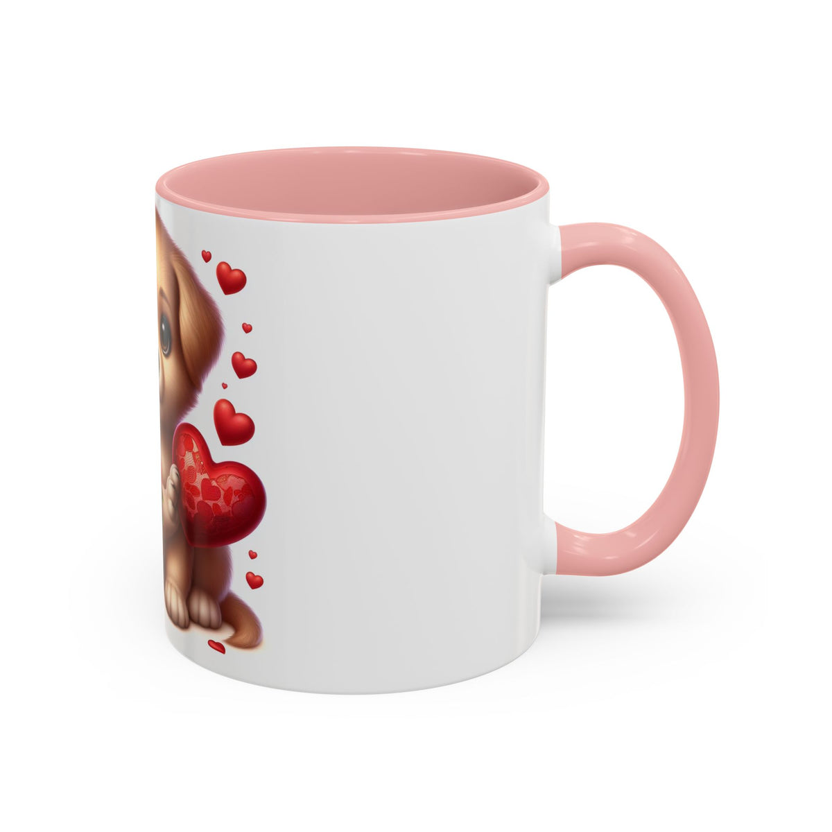 "Puppy and Roses" Accent Coffee Mug (11, 15oz) - OLM Store