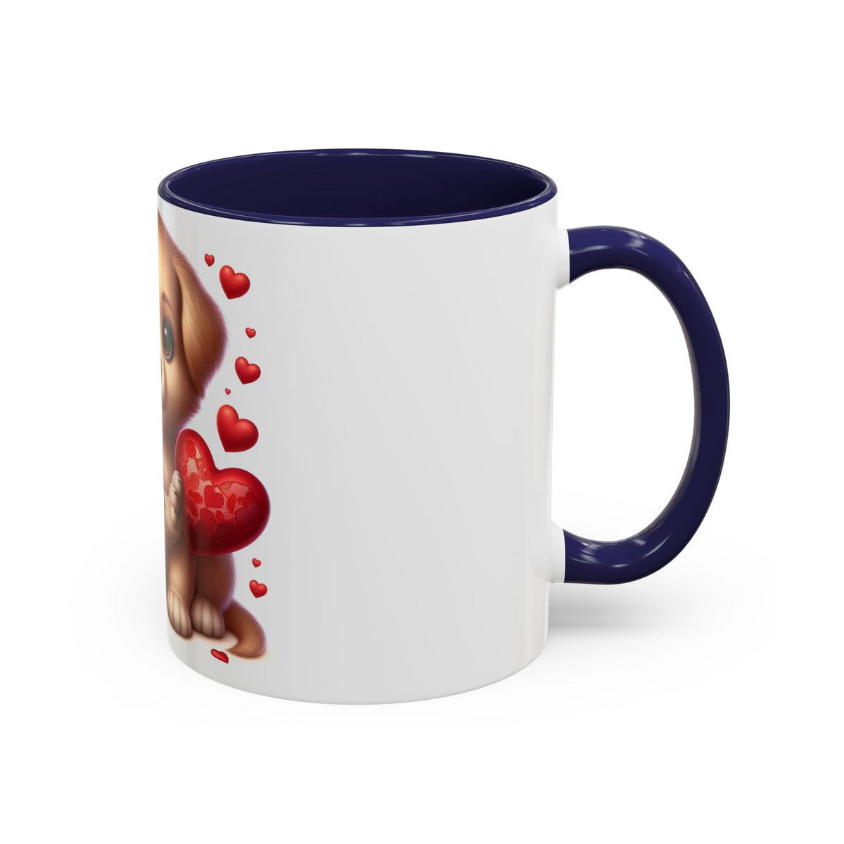 "Puppy and Roses" Accent Coffee Mug (11, 15oz) - OLM Store