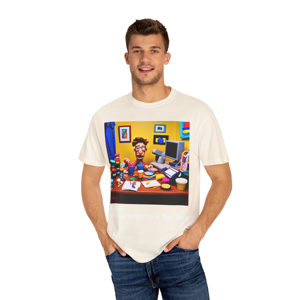 Unisex "Coffee: Because Adulting is Too Hard" Garment-Dyed T-shirt - OLM Store