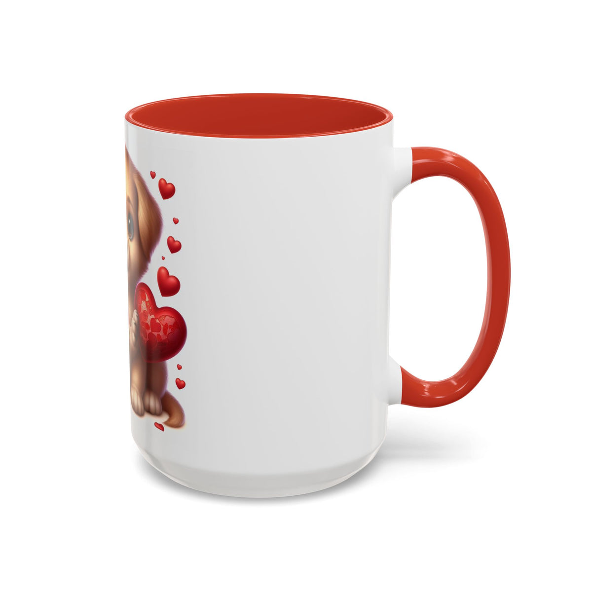 "Puppy and Roses" Accent Coffee Mug (11, 15oz) - OLM Store