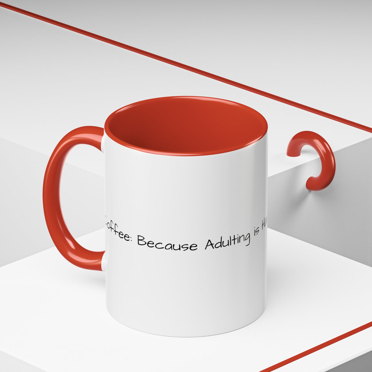 “Coffee: Because Adulting is Hard"  Accent Coffee Mug (11, 15oz) - OLM Store