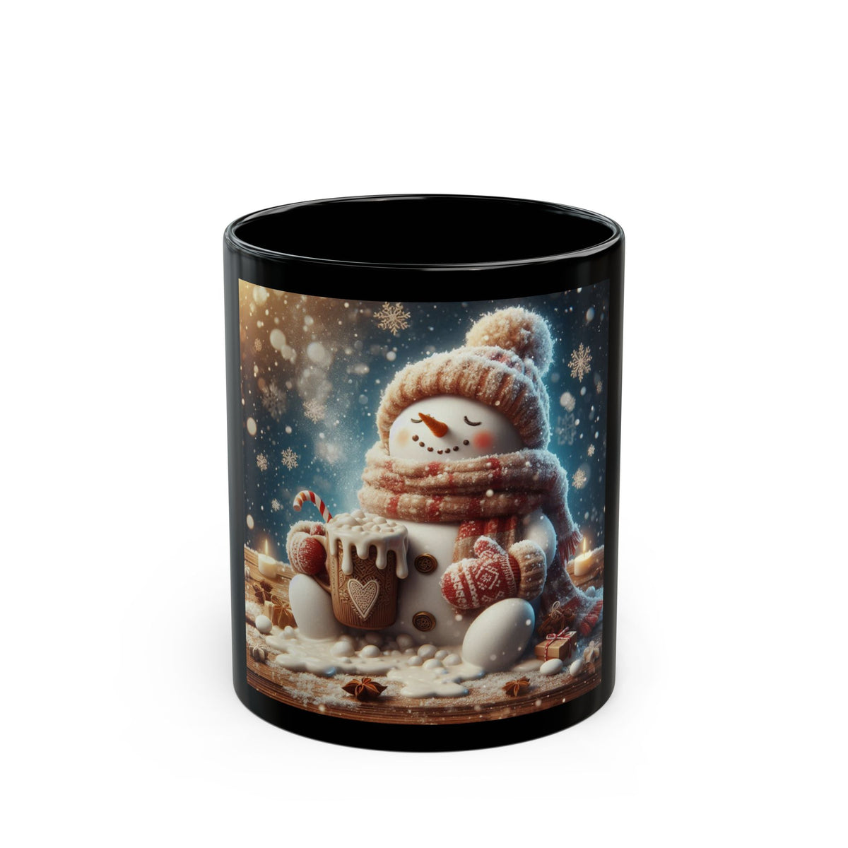 Snowman Black Mug - Embrace Winter with Every Sip