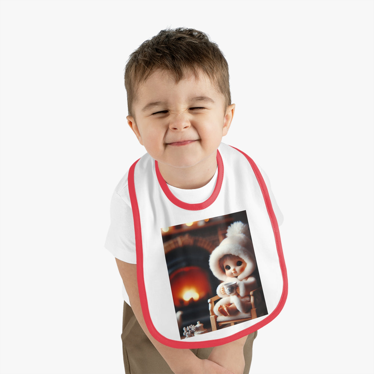 "Cozy Fire" Baby Contrast Trim Jersey Bib - OLM Store