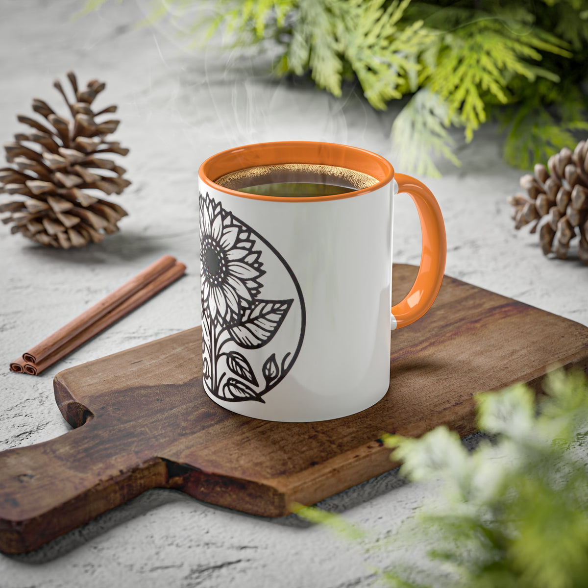 Brighten Your Mornings with Our White Sunflower Coffee Mug