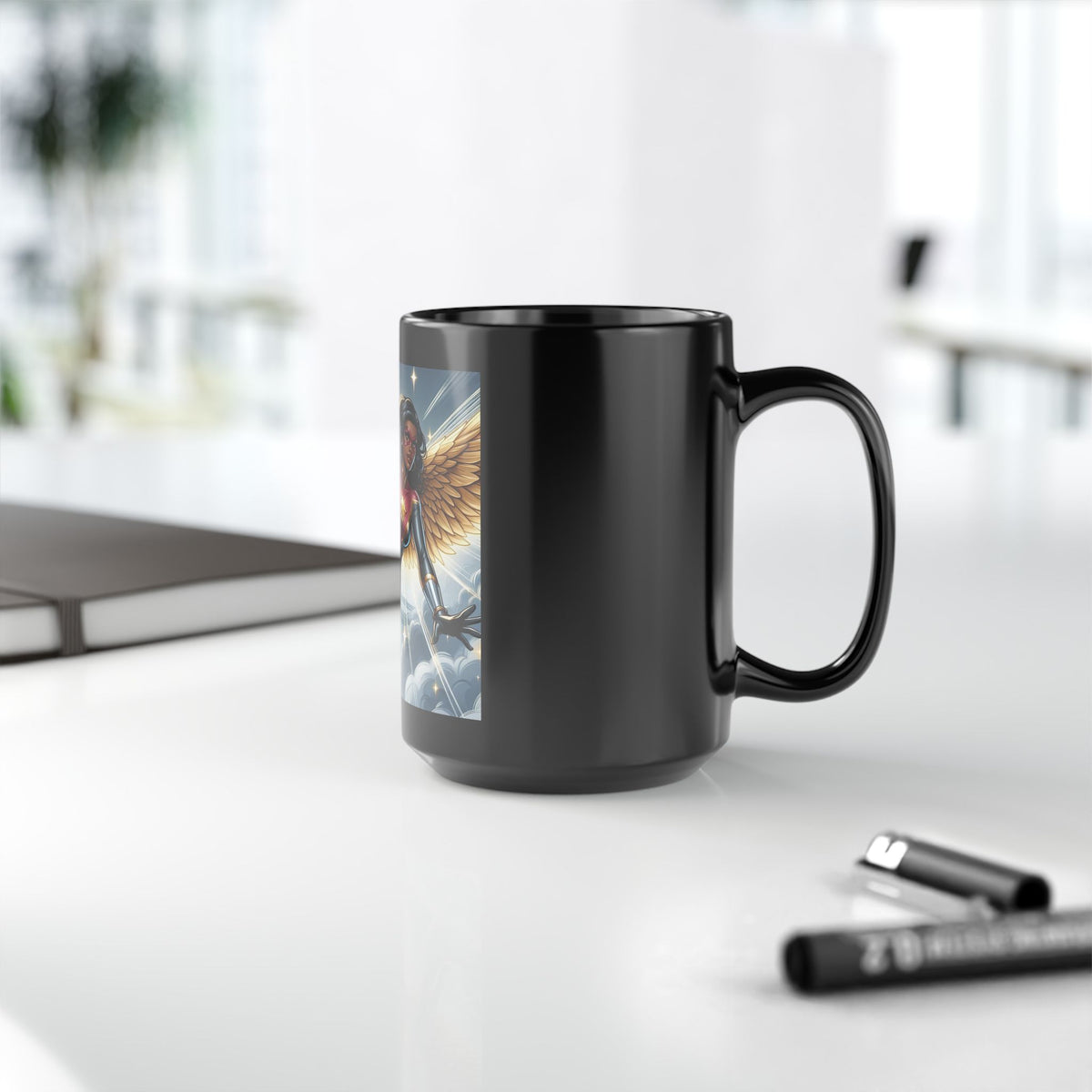Empower Your Morning with the Aurora Ebony Superhero Mug