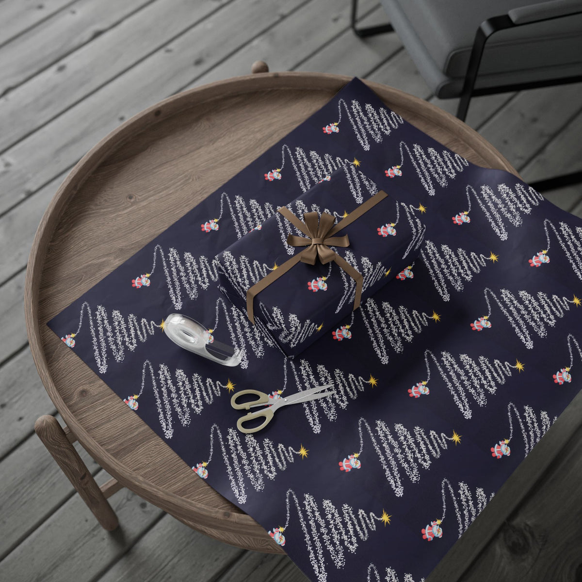 Celebratory Firework Christmas Tree Wrapping Paper for Enchanting Gifts